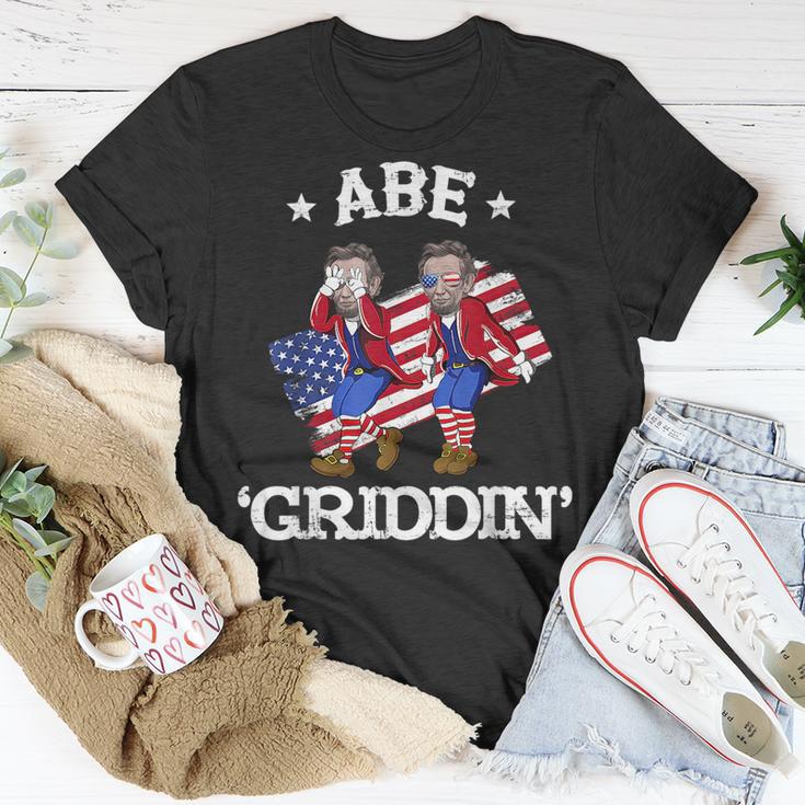 Abe Griddin Abraham Lincoln Griddy 4Th Of July Usa Flag Unisex T-Shirt Unique Gifts