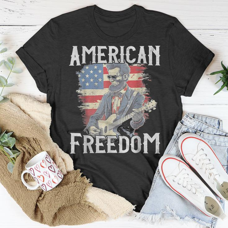 Abraham Lincoln 4Th Of July American Flag Country Rock Music Unisex T-Shirt Unique Gifts