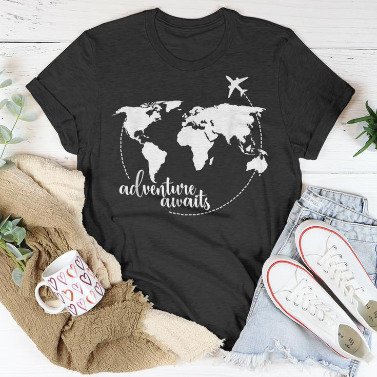 Adventure Awaits World Map For Travel Vacations Unisex T-Shirt Unique Gifts