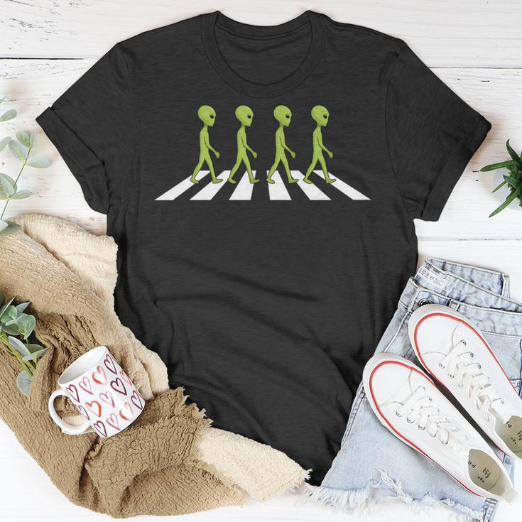 Aliens Crossing Walking Road T-Shirt | Mazezy