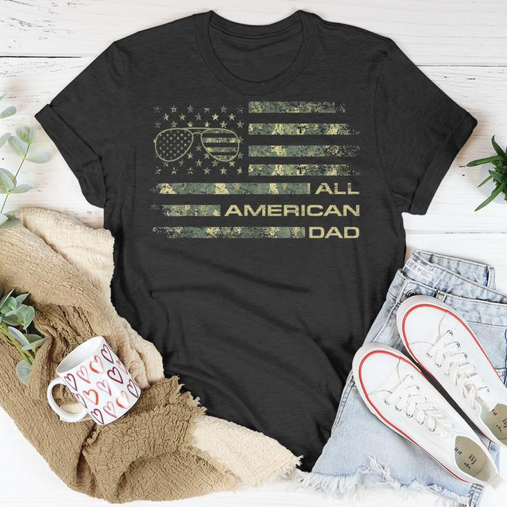 All American Dad 4Th Of July Fathers Day Camo Flag Unisex T-Shirt Unique Gifts
