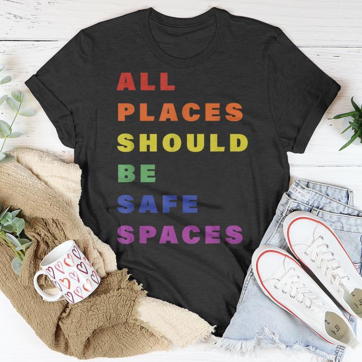 All Place Should Be Safe Spaces Lgbt Gay Transgender Pride Unisex T-Shirt Unique Gifts