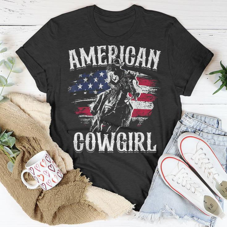 American Cowgirl Rodeo Barrel Racing Horse Riding Girl Gift Unisex T-Shirt Unique Gifts