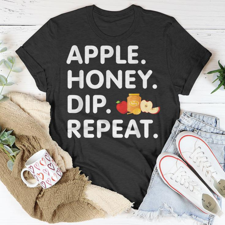Apple Honey Dip Repeat Rosh Hashanah Jewish New Year T-Shirt Unique Gifts
