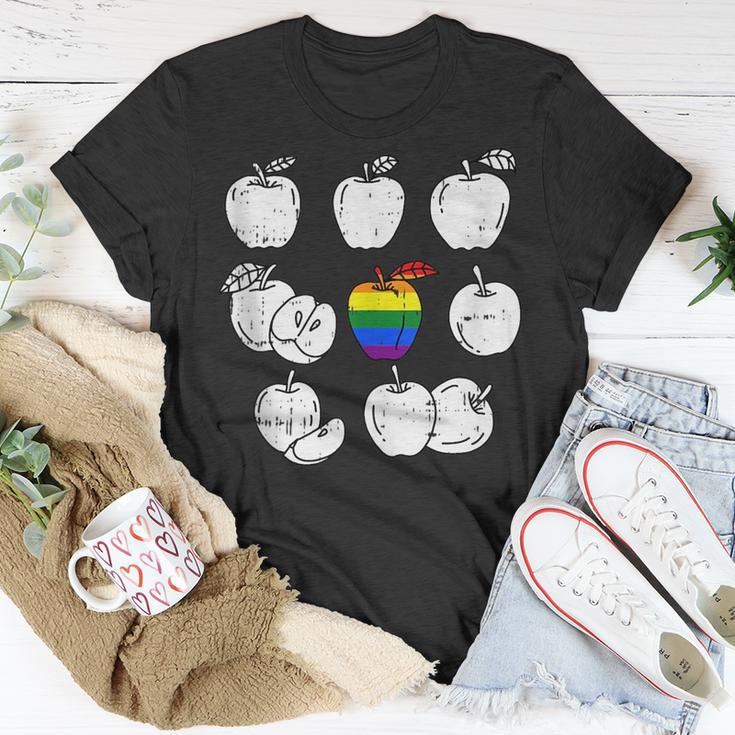 Apple Picking Gay Pride Lgbt Q Retro Pride Flag Fruit Unisex T Shirt Mazezy