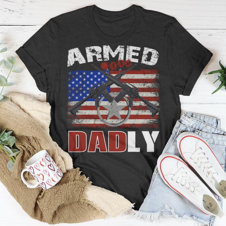 Armed And Dadly Funny 2023 Deadly Father For Fathers Day Unisex T-Shirt Unique Gifts