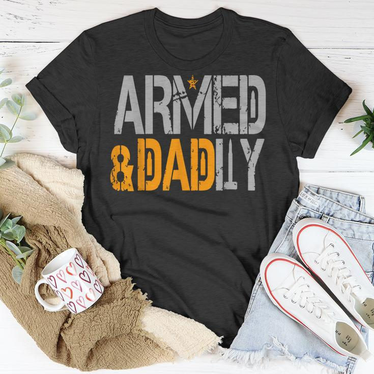 Armed And Dadly Funny Deadly Father For Fathers Day 2023 Unisex T-Shirt Unique Gifts