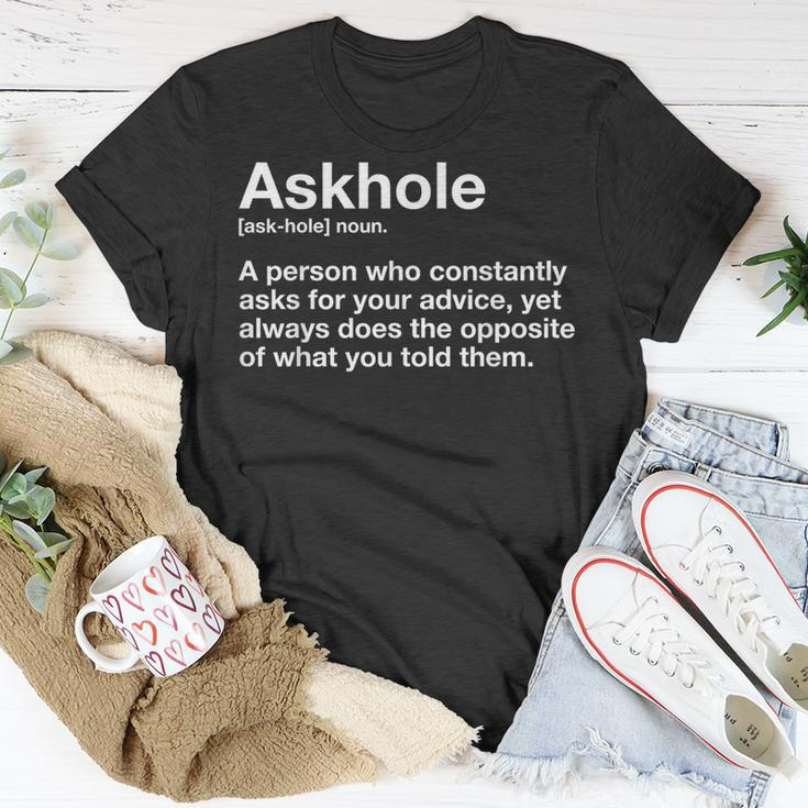 Askhole Definition Hilarious Gag Dictionary Adult T-Shirt Unique Gifts