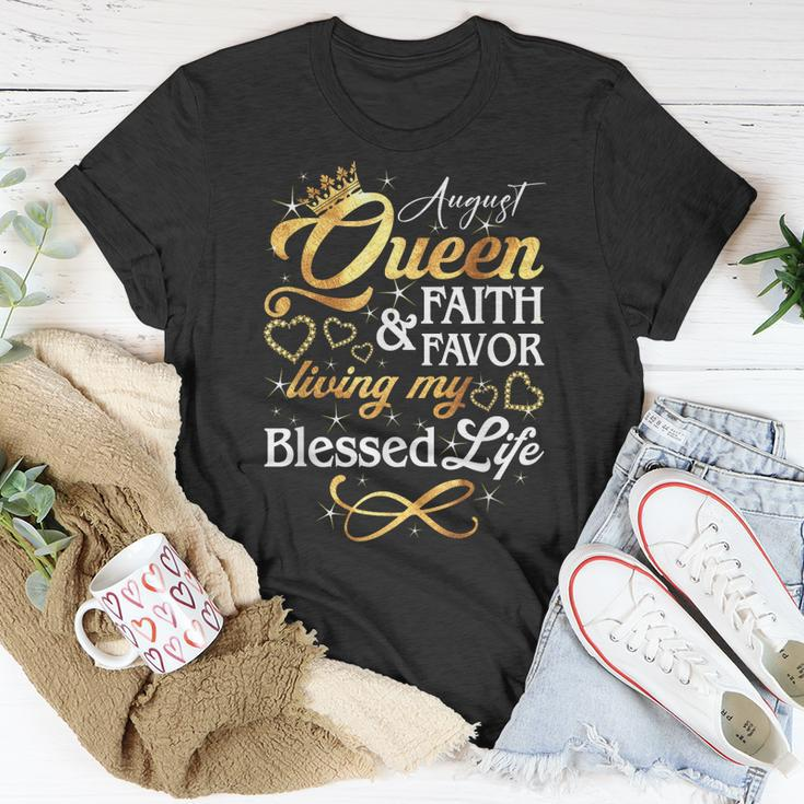 August Queen Living My Blessed Life Birthday Queen Crown Unisex T-Shirt Unique Gifts