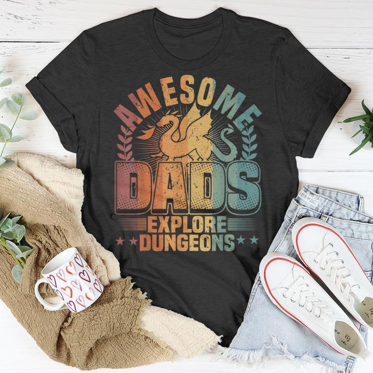Awesome Dads Explore Dungeons Rpg Gaming & Board Game Dad Unisex T-Shirt Funny Gifts