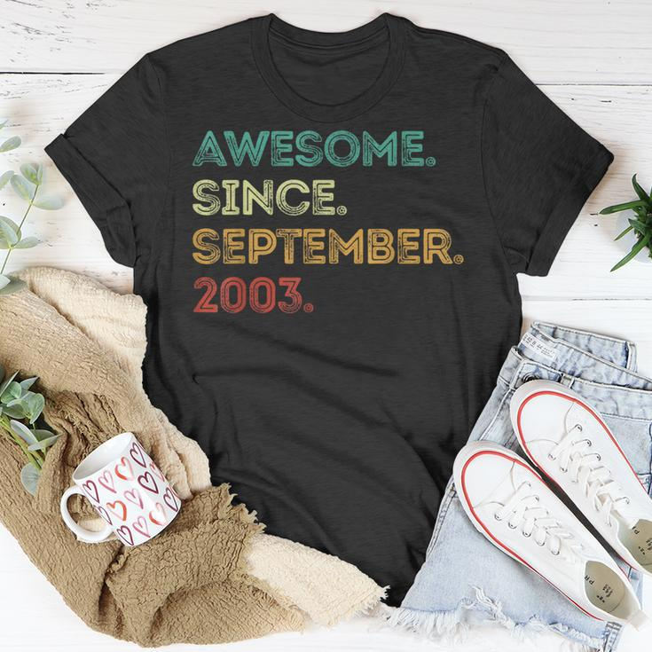 Awesome Since September 2003 20Th Birthday 20 Years Old T-Shirt Unique Gifts