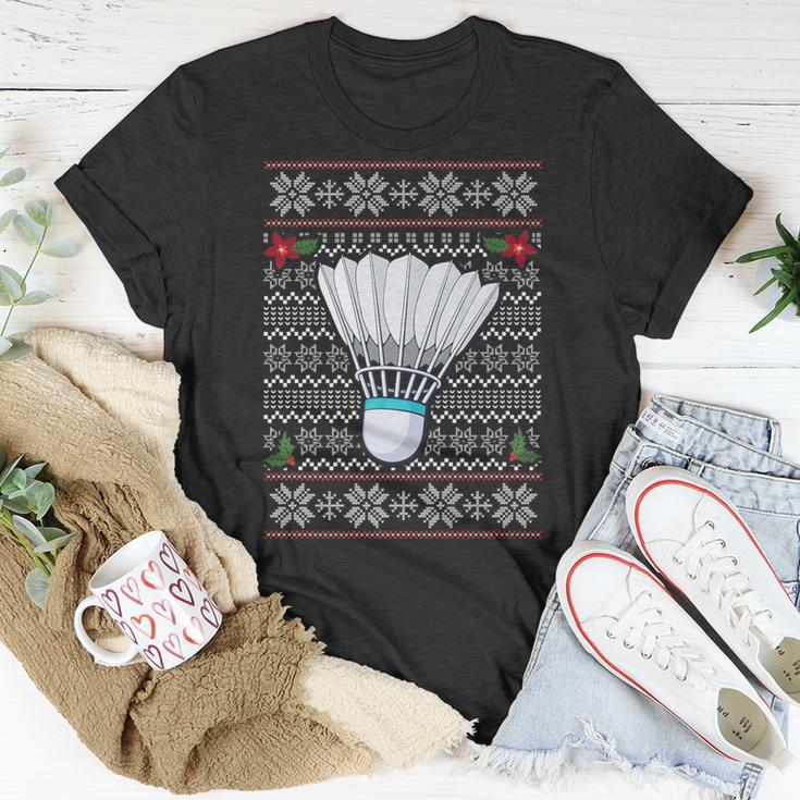 Badminton Ugly Christmas Sweater Santa Hat Sport Fan Xmas T-Shirt Unique Gifts