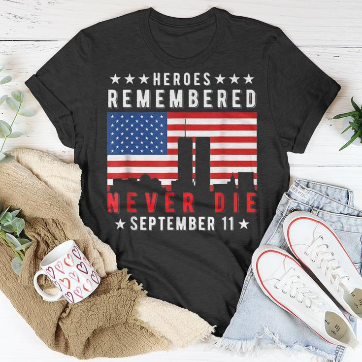 Basic Design American Flag Heroes Remember Day 911 Unisex T-Shirt Unique Gifts