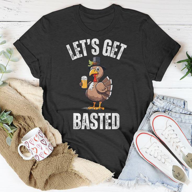 Lets Get Basted Thanksgiving Drinking Turkey Day T-Shirt Funny Gifts