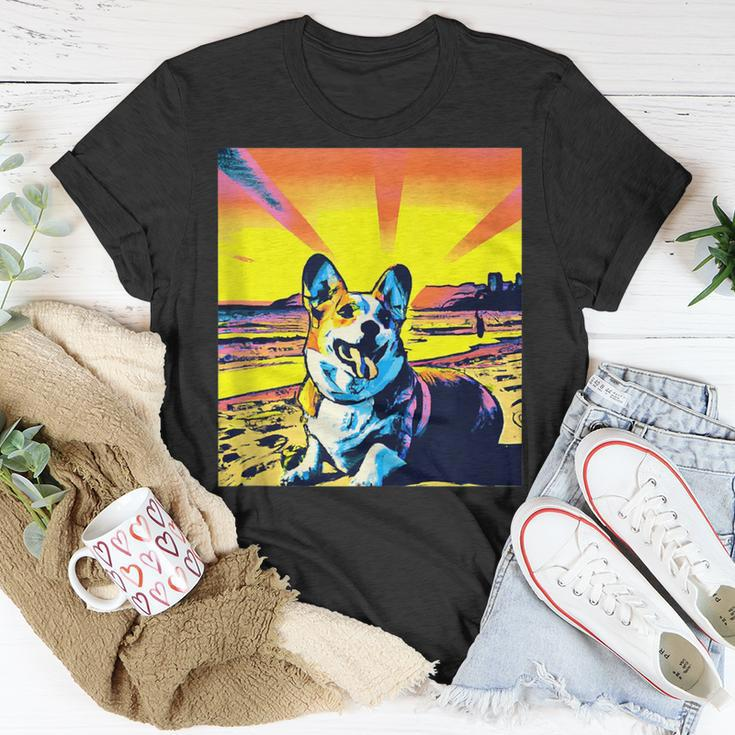 Beach Corgi Vintage Sunset Vacation Sunny Holiday Dog Unisex T-Shirt Unique Gifts