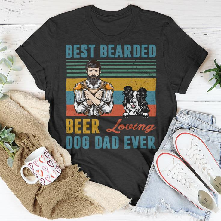 Beer Best Bearded Beer Loving Dog Dad Ever Border Collie Dog Love Unisex T-Shirt Unique Gifts