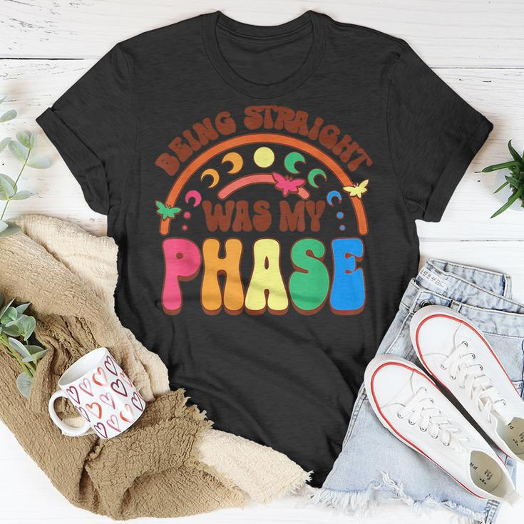 Being Straight Was My Phase Groovy Lgbt Pride Month Gay Les Unisex T-Shirt Unique Gifts