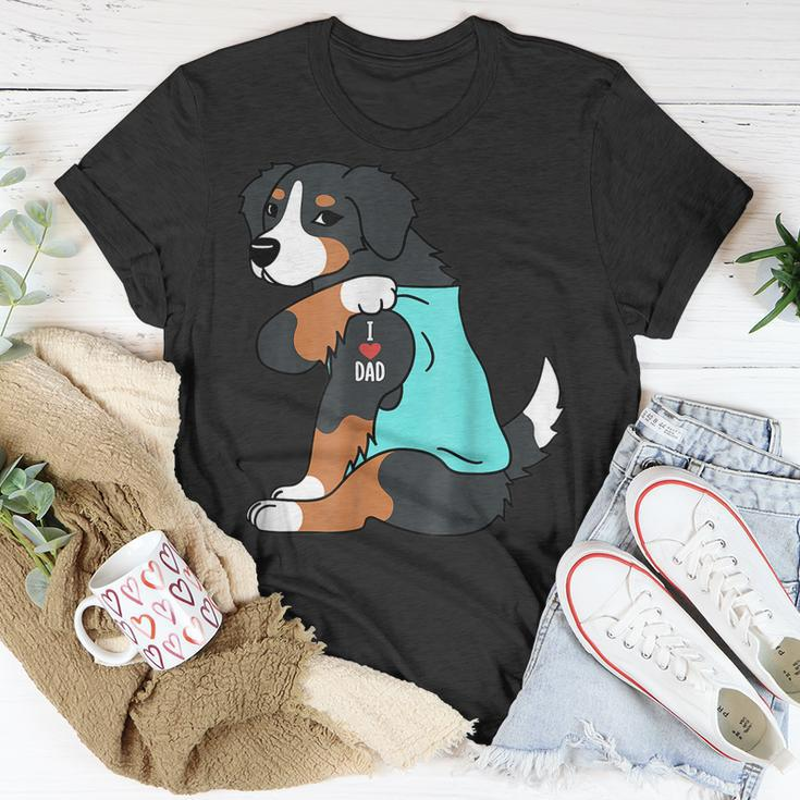 Bernese Mountain Dog I Love Dad Funny Dog Fathers Day Gift For Mens Unisex T-Shirt Funny Gifts