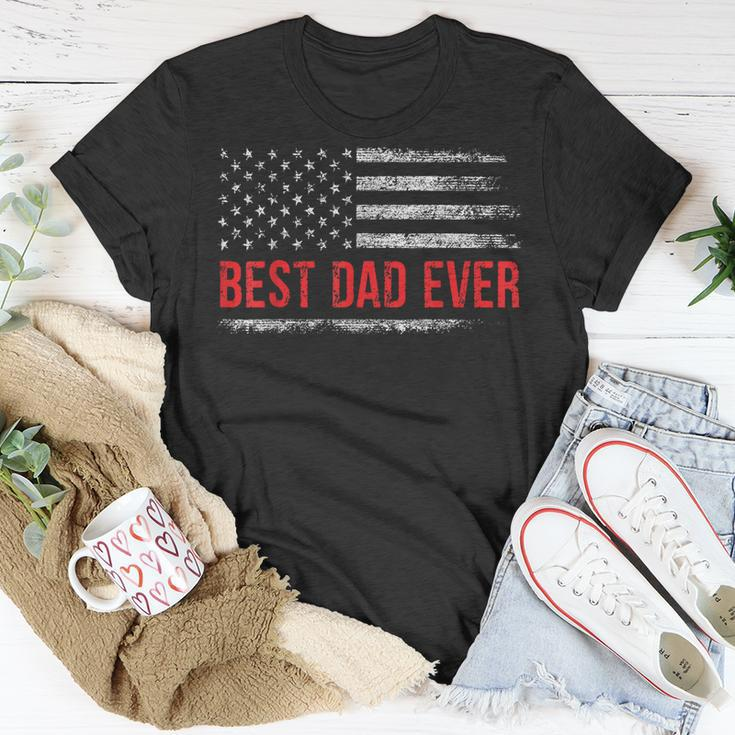 Best Dad Ever Us American Flag Gifts Fathers Day Dad Unisex T-Shirt Unique Gifts