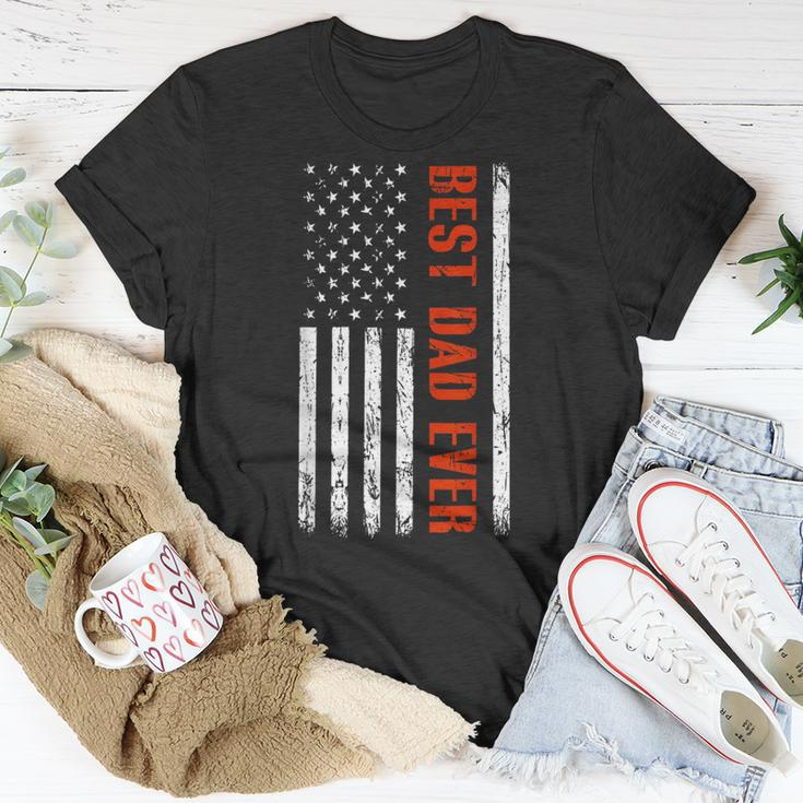 Best Dad Ever With Us Flag American Fathers Day Unisex T-Shirt Funny Gifts