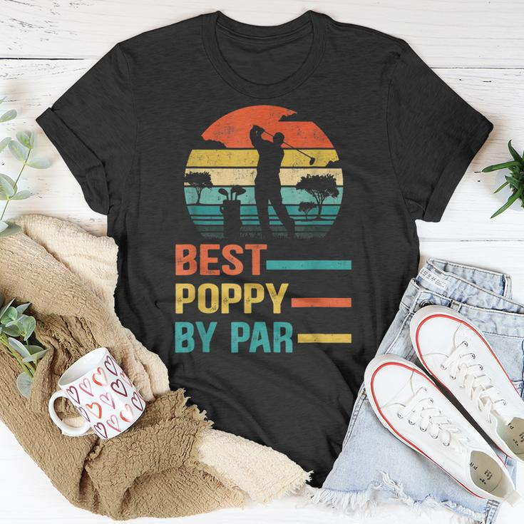 Best Poppy By Par Funny Fathers Day Golf Grandpa Retro Unisex T-Shirt Funny Gifts