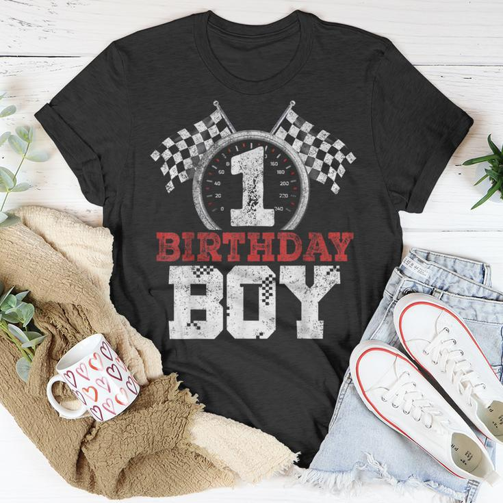 Birthday Boy 1 One Race Car 1St Birthday Racing Car Driver T-Shirt Funny Gifts