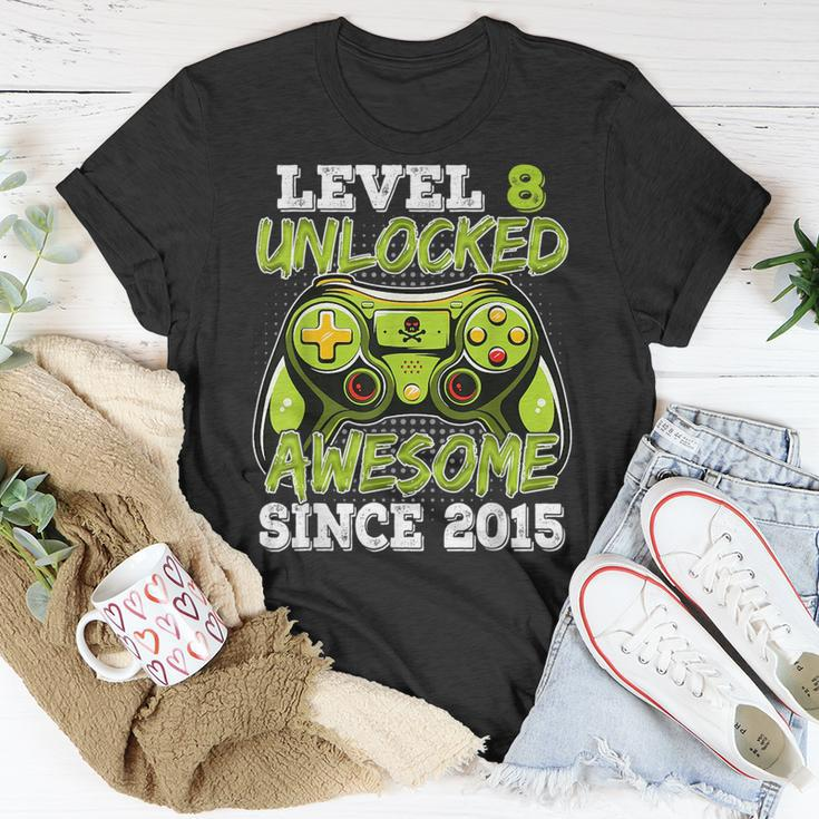 Birthday Boy Video Game Level 8 Unlocked Awesome Since 2015 Unisex T-Shirt Unique Gifts