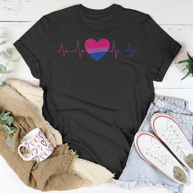 Bisexual Heartbeat - Bi Flag Ekg Pulse Line Lgbt Pride Unisex T-Shirt Unique Gifts