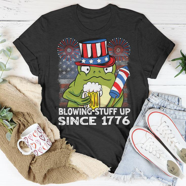 Blowing Stuff Up Since 1776 Funny 4Th Of July Frog Beer Unisex T-Shirt Unique Gifts
