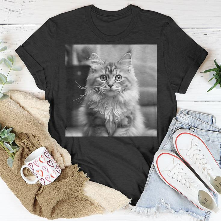 British Longhair Cat Cinematic Black And White Photography T-Shirt Unique Gifts