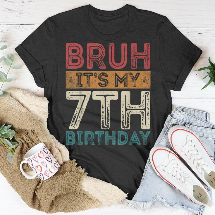 Bruh It's My 7Th Birthday 7Th Year Old 7 Birthday Vintage T-Shirt Personalized Gifts