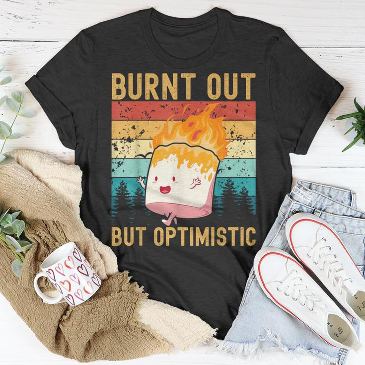 Burnt Out But Optimistic Cute Marshmallow Camping Vintage T-Shirt Unique Gifts