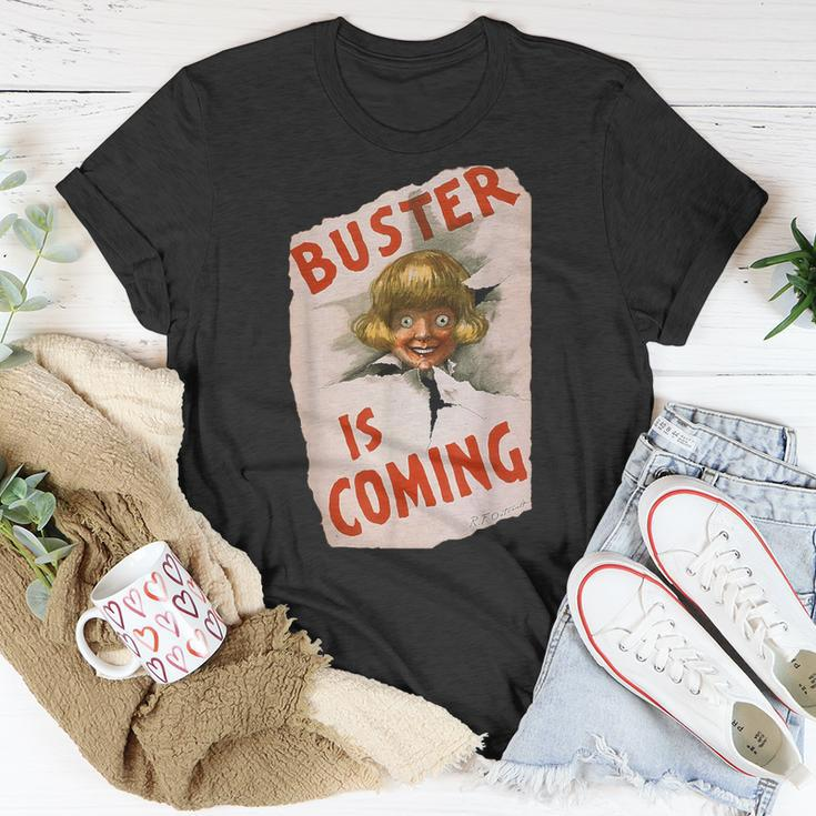 Buster Is Coming Creepy Vintage Shoe Advertisement T-Shirt Unique Gifts