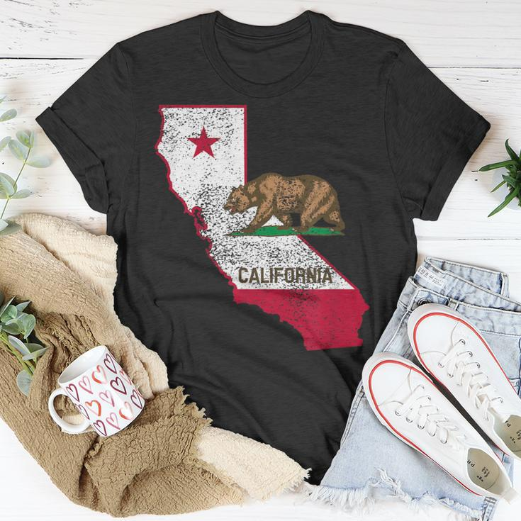 California State Flag And Outline Distressed T-Shirt Unique Gifts