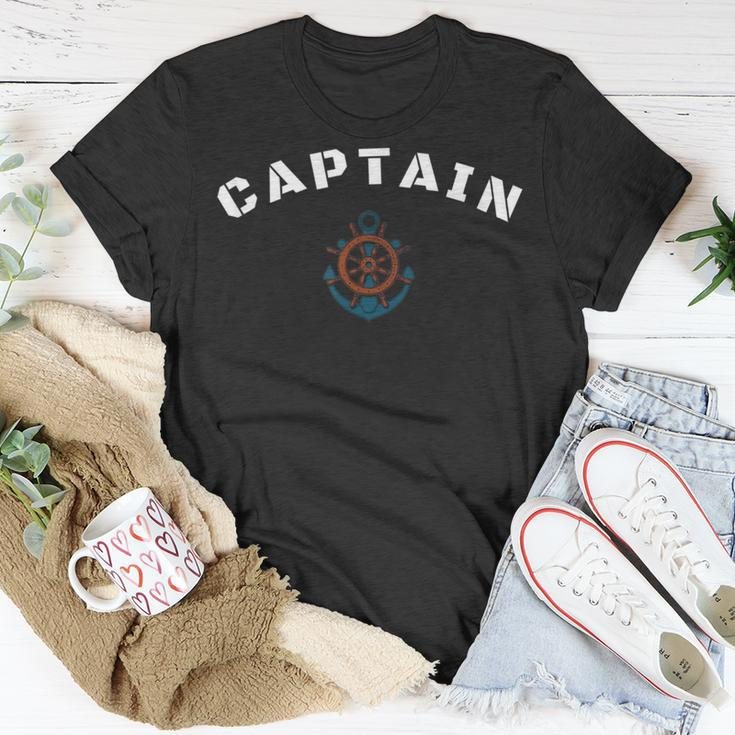 Captain Ships Wheel And Anchor Sailing Boat Unisex T-Shirt Unique Gifts
