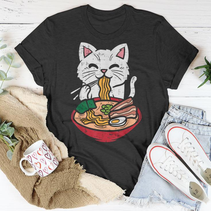 Cat Eating Ramen Kawaii Japanese Noodles Anime Foodie T-Shirt Unique Gifts