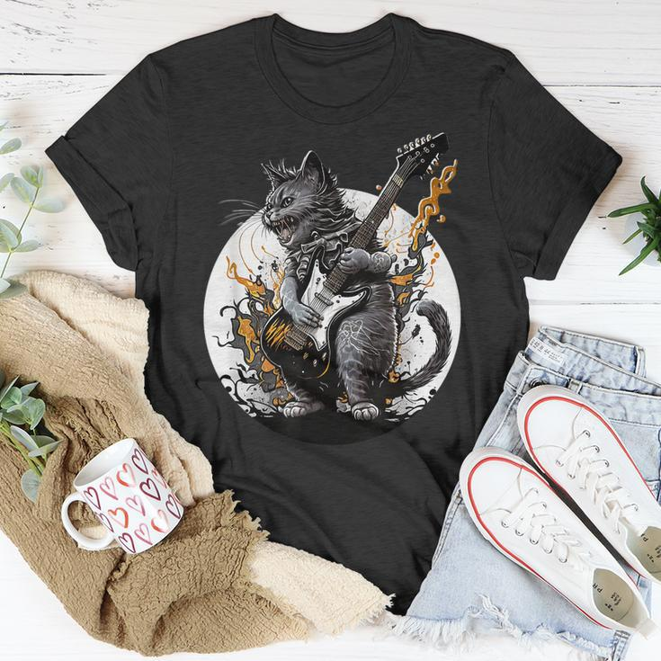 Cat Playing Guitar | Rock Cat | Heavy Metal Cat | Music Cat Unisex T-Shirt Unique Gifts