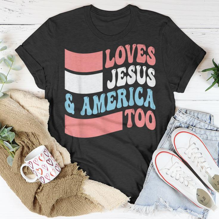 Christian Loves Jesus And America Too 4Th Of July Unisex T-Shirt Unique Gifts