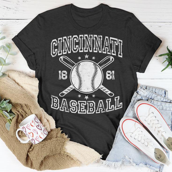 Cincinnati Retro Ohio Vintage Baseball Pride Us State Unisex T-Shirt Unique Gifts