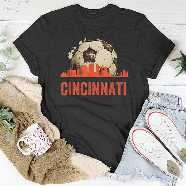 Cincinnati Soccer Queen City Skyline Futbol Fan T-Shirt Unique Gifts