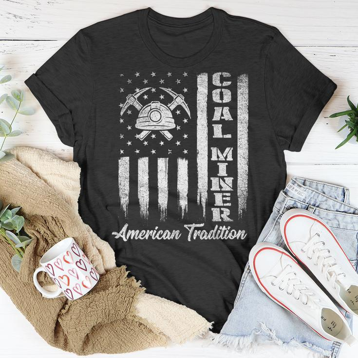 Coal Miner - Usa Flag Patriotic Underground Mining Laborer Unisex T-Shirt Unique Gifts