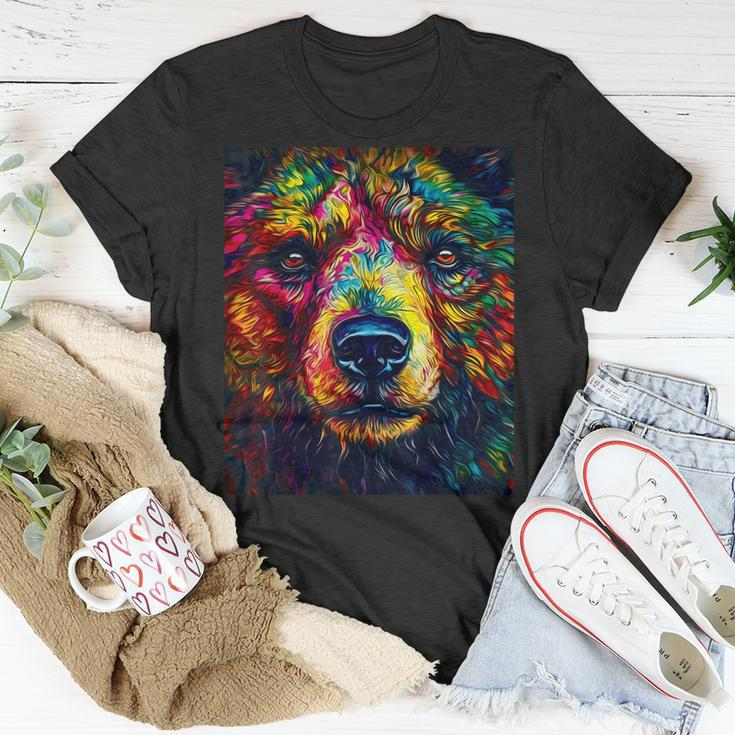 Colorful Grizzly Bear Closeup Unisex T-Shirt Unique Gifts