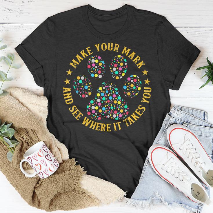 Colourful Polka Dot Dog Paw International Dot Day 2023 T-Shirt Unique Gifts