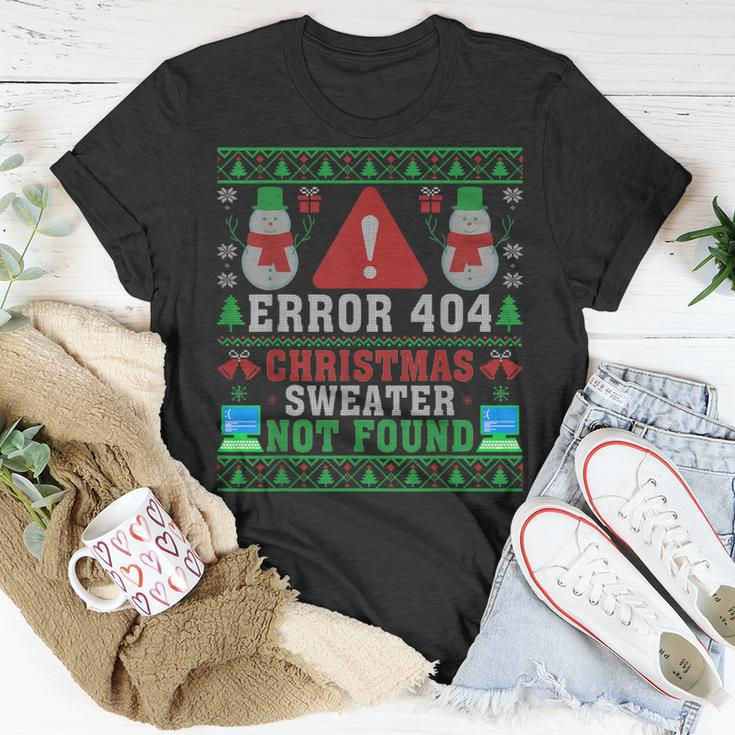 Computer Error 404 Ugly Christmas Sweater Not's Found Xmas T-Shirt Unique Gifts