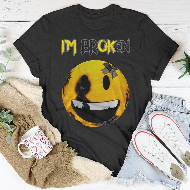 Confused Smile Im Broken Invisible Illness Im Ok Broken Unisex T-Shirt Unique Gifts