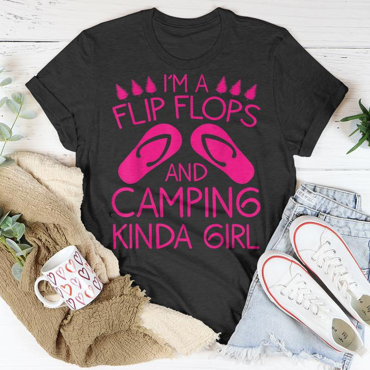 Cool Girl Camping Gift For Women Funny Camper Flip Flop Camp Unisex T-Shirt Unique Gifts