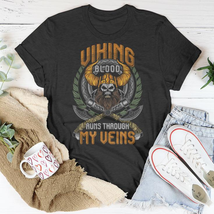 Cool Viking Blood Runs Through My Veins T-Shirt Funny Gifts