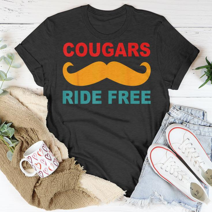 Cougars Ride Free Mustache Rides Cougar Bait Vintage T-Shirt Unique Gifts