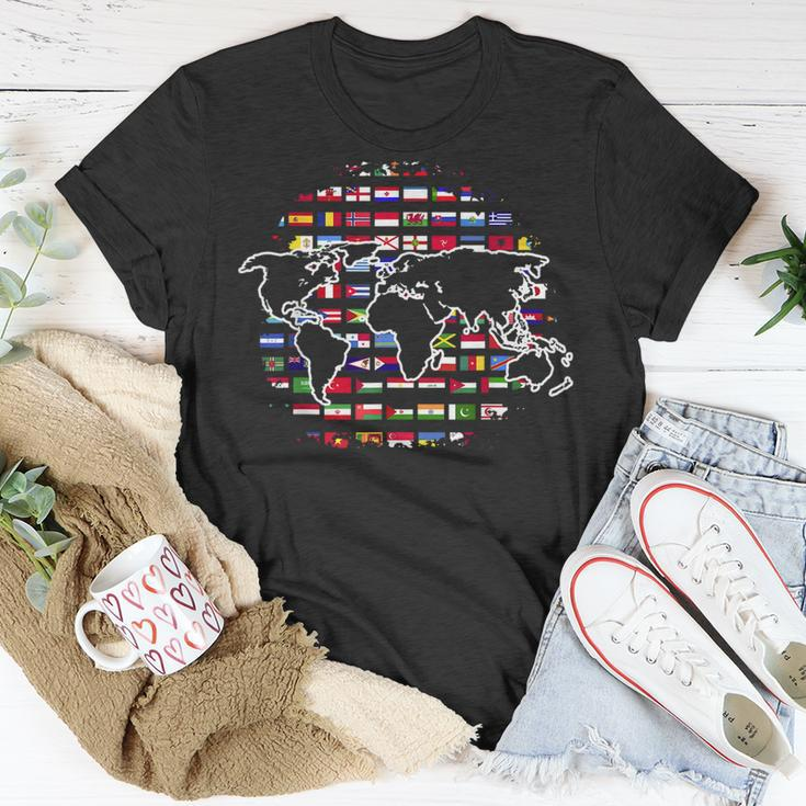 Country Flags World Map Traveling International World Flags Unisex T-Shirt Funny Gifts