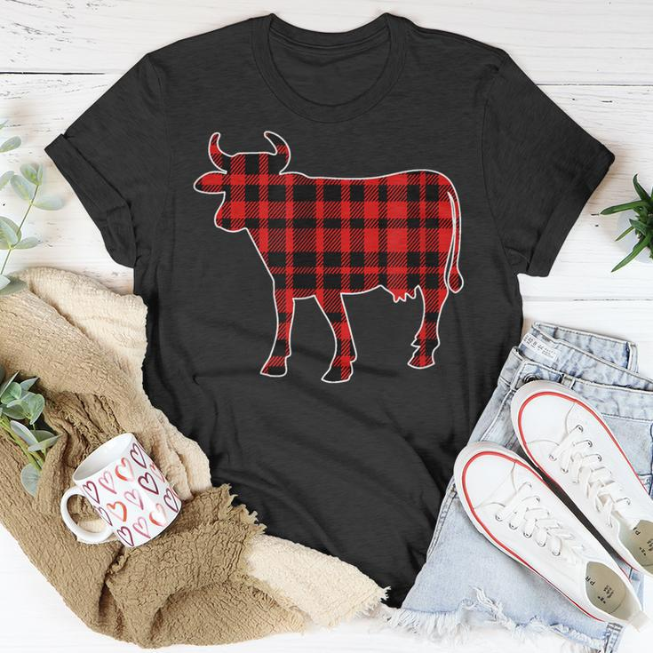 Cow Buffalo Plaid Costume Cow Lover Gift Xmas Unisex T-Shirt Unique Gifts